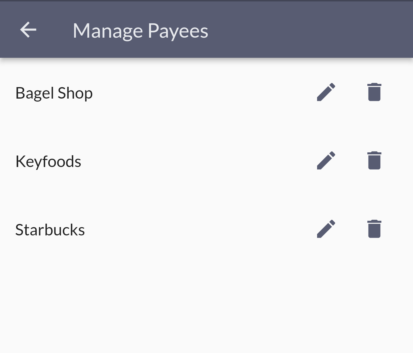 Transaction form payee bottom sheet